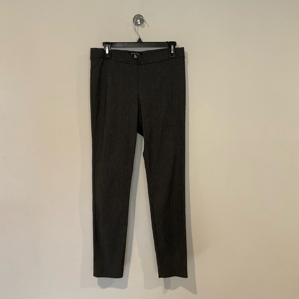 Ellen Tracy Black White Grid Print Slim Ankle Pants Medium Stretch Trousers Work